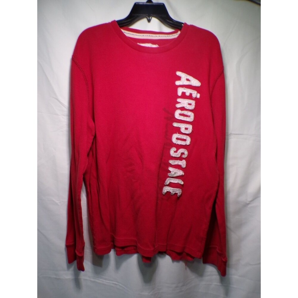 Aéropostale Men's Red Thermal Long Sleeve Graphic Crewneck Shirt XL